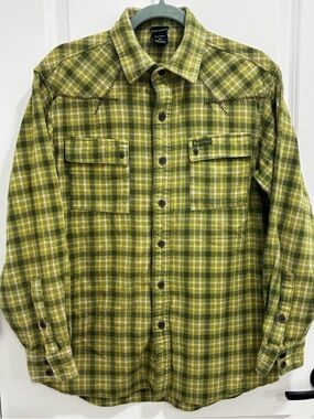 Bonded Mens Green Plaid High Performance Outerwear Cotton Flannel Hunting